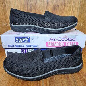 SKECHERS Women's Relaxed Fit Air Cooled Memory Foam Slip on Shoes 56135 ~ Black